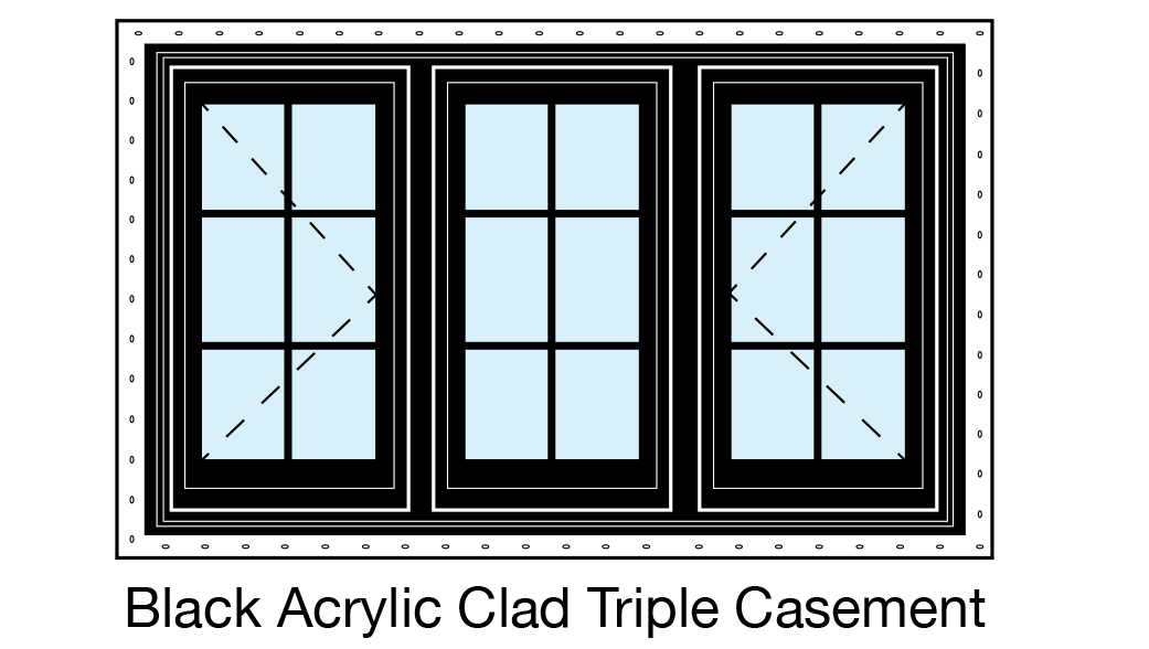 Black Acrylic Clad Triple Casement